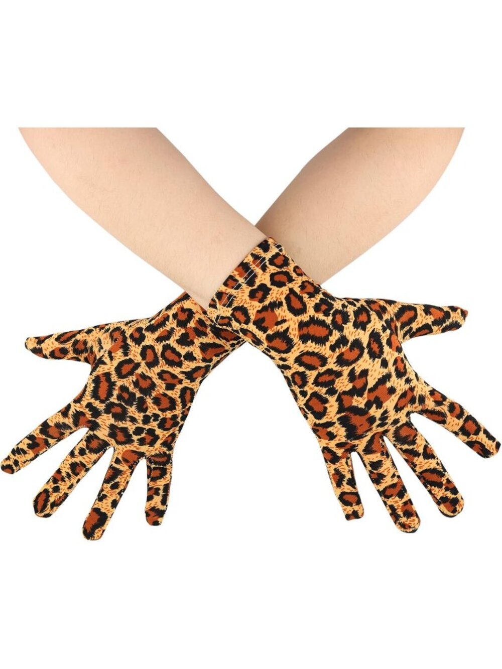 Women's Leopard Banquet Party For Halloween Stretchy Spandex Costume Gloves
